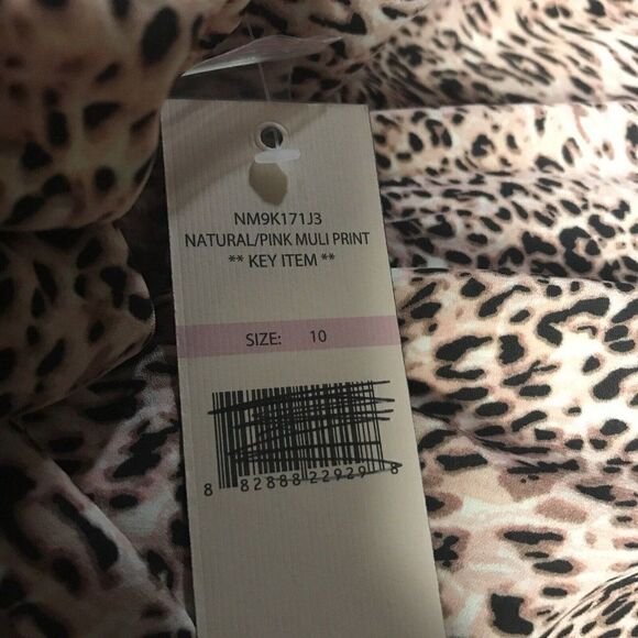 Nanette Lepore Sleeveless Dress Size 10 Pleated Belt Animal Print Ombre Pink NWT - Picture 4 of 6